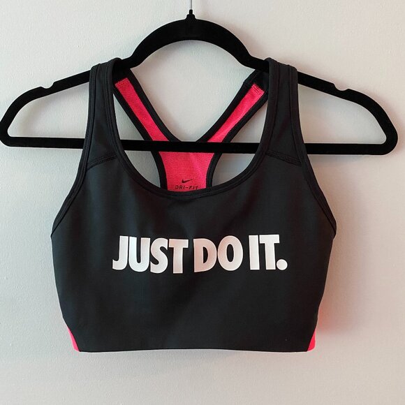 NIKE Pro Sports Bra Black with Neon Pink Size S - Picture 1 of 3